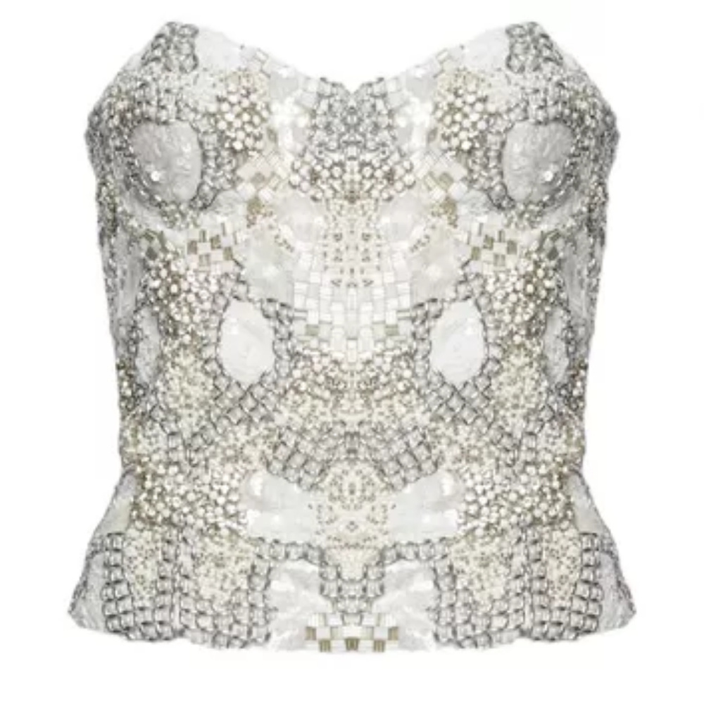 Alice + 0livia Jewel White Bustier 12 New